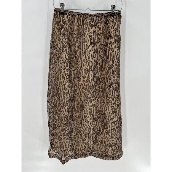 Vintage Skirt Womens 8 Medium Brown Black Animal Print Straight Midi Length - Picture 1 of 10